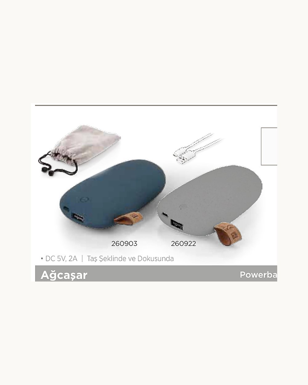 Ağcaşar powerbank, logo baskılı kurumsal promosyon ürünü (kod 260903, 260922)