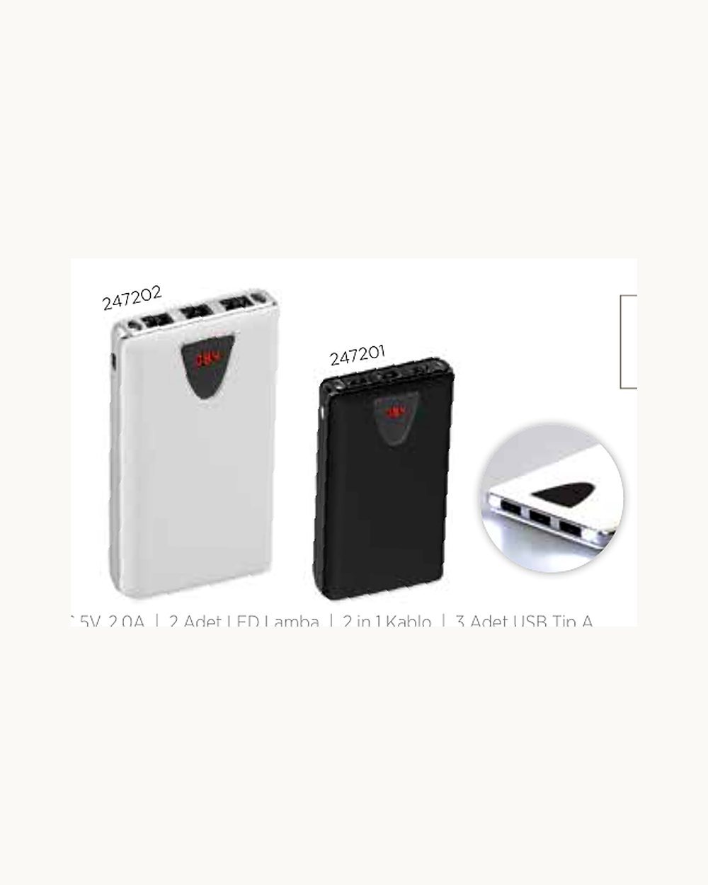 Bezirgan powerbank, logo baskılı kurumsal promosyon ürünü (kod 247202, 247201)