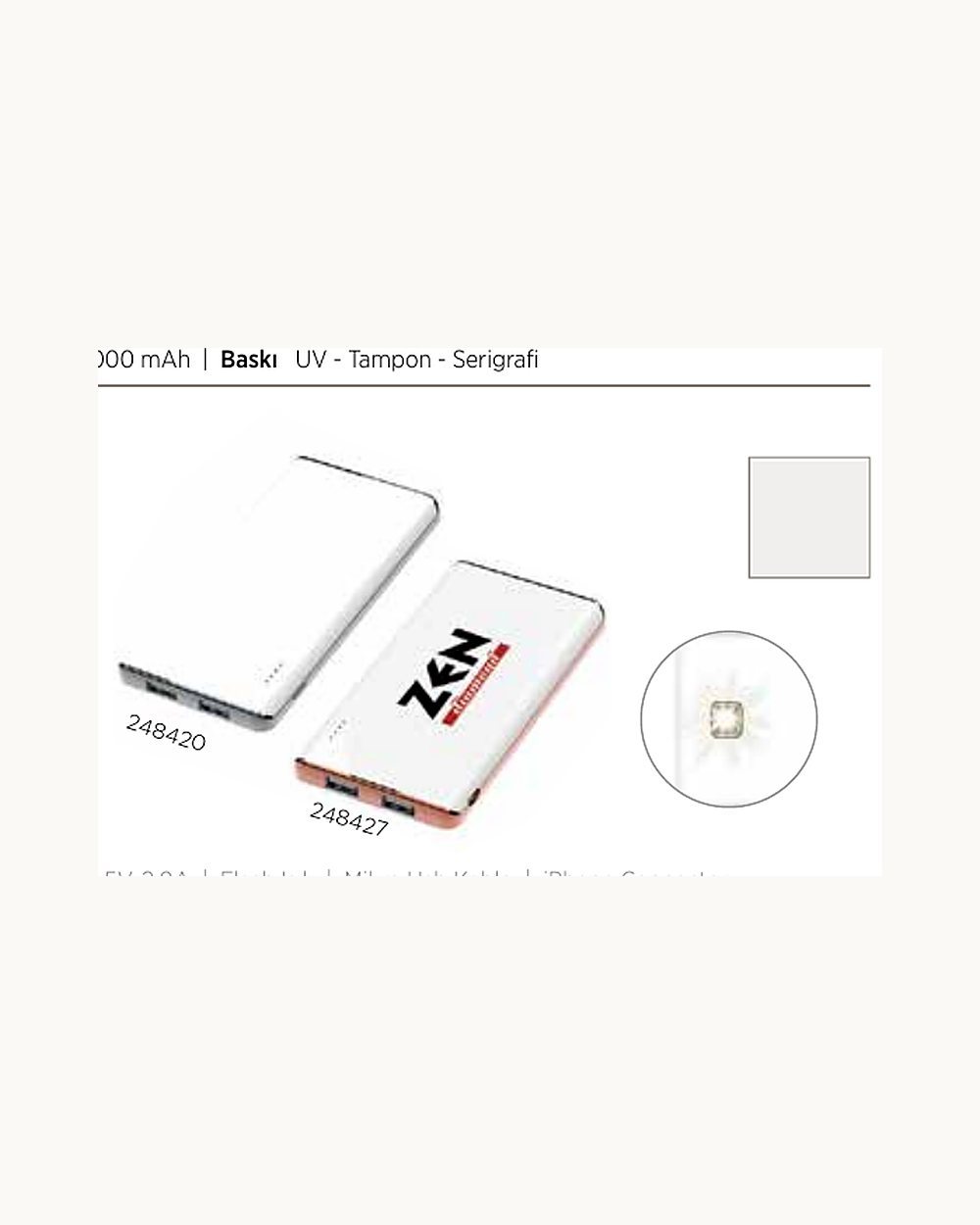 Çaltıkoru powerbank, logo baskılı kurumsal promosyon ürünü (kod 248420, 248427)