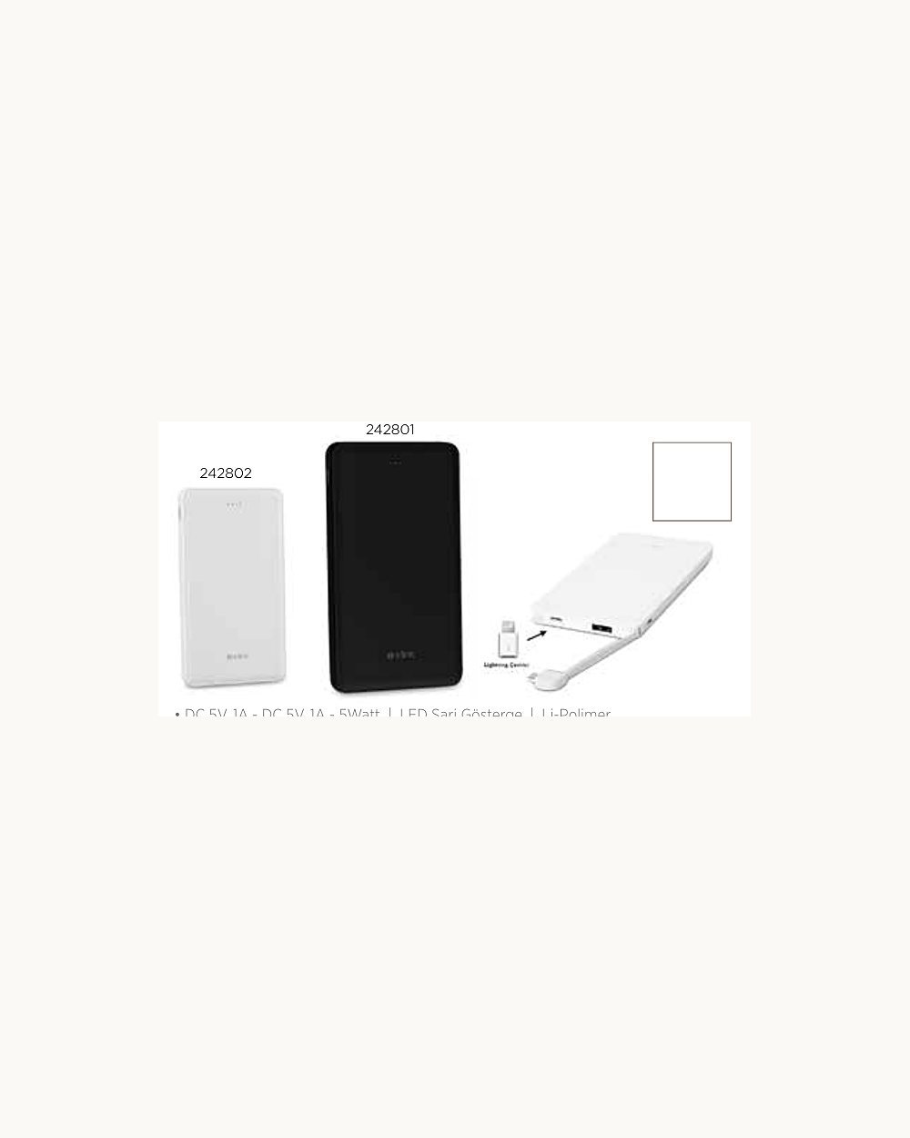 İbrala powerbank, logo baskılı kurumsal promosyon ürünü (kod 242801, 242802)