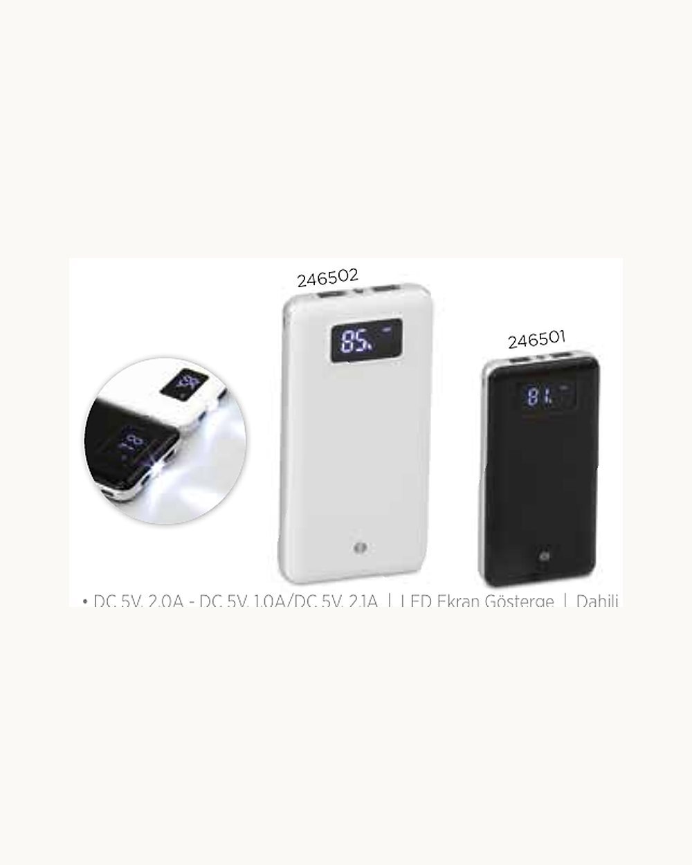 Menzelet powerbank, logo baskılı kurumsal promosyon ürünü (kod 246501, 246502)