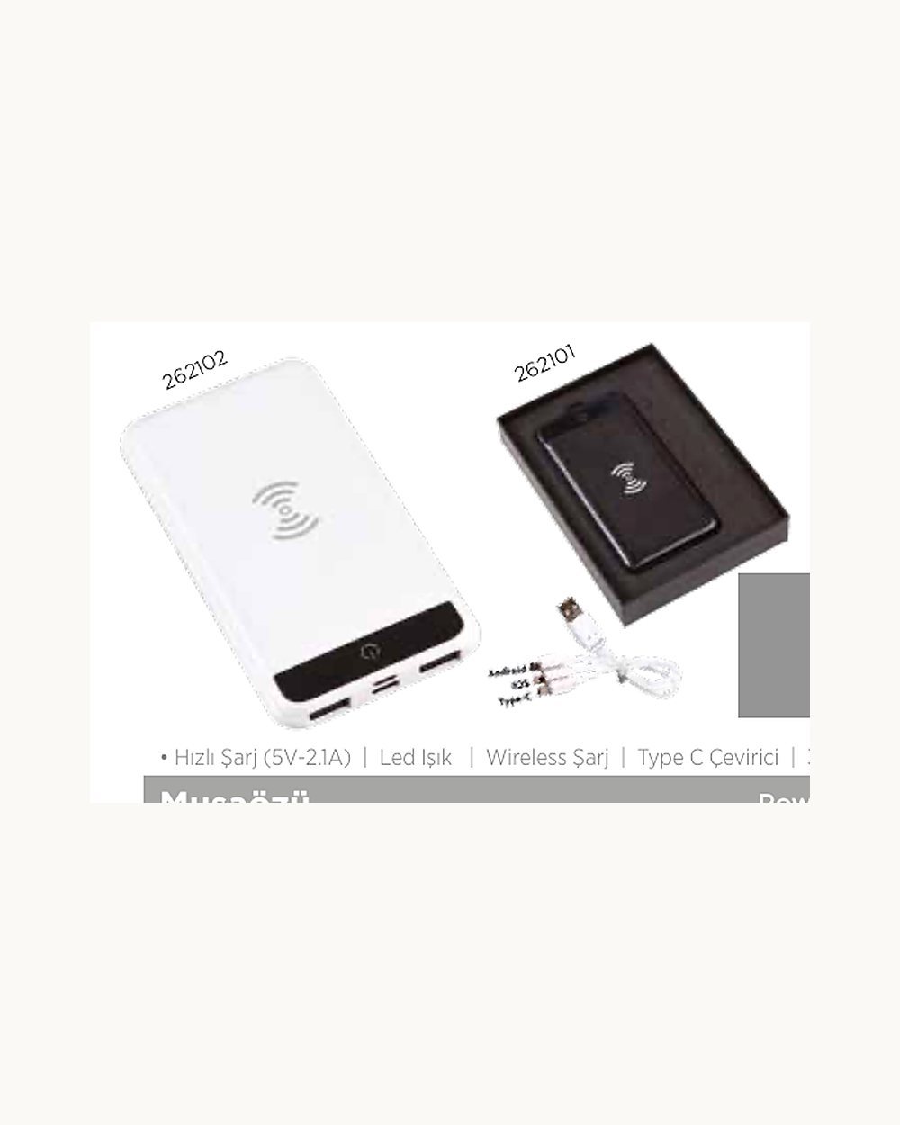 Musaözü powerbank, logo baskılı kurumsal promosyon ürünü (kod 262102, 262101)