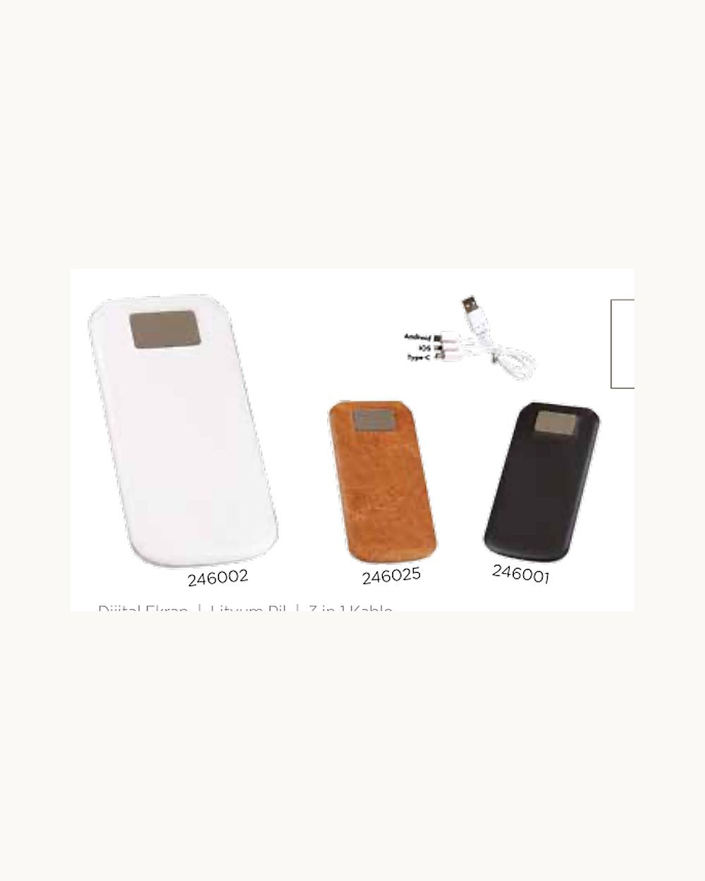 Onaç powerbank, logo baskılı kurumsal promosyon ürünü (kod 246001, 246002, 246025)